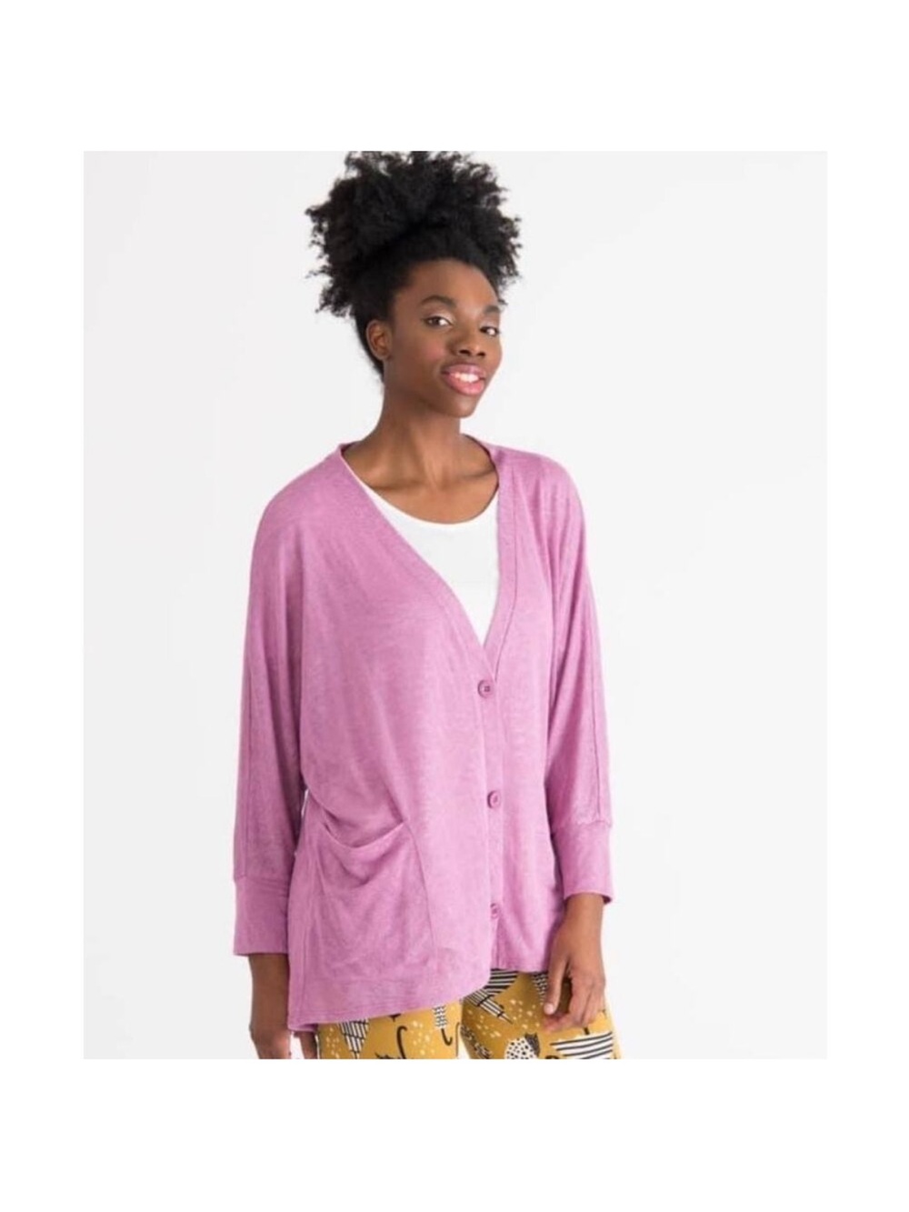 Agnes & Dora Lavender-Pink Button Urban Cardigan